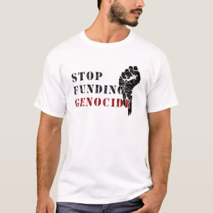 Stoppa finansiering av folkmord T-shirt – Vit Akti