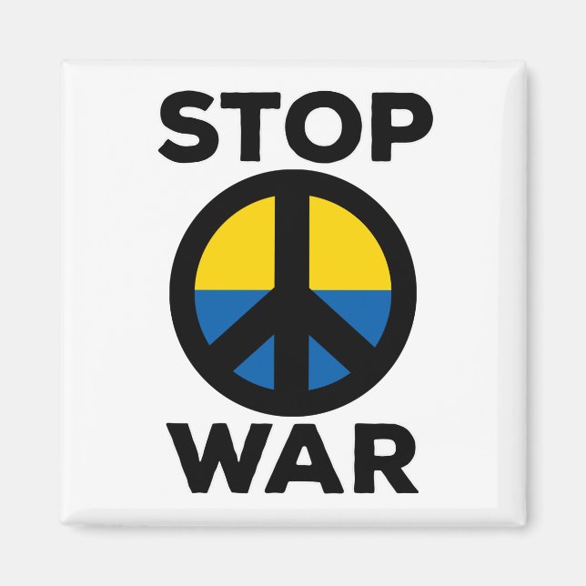 Stoppa Flagga Krig i Ukraina Magnet (Framsidan)