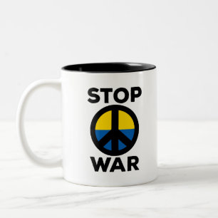 Stoppa Flagga Krig i Ukraina Två-Tonad Mugg