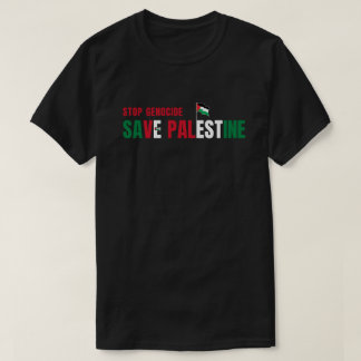 Stoppa folkmord Spara Palestinas Flagga T Shirt