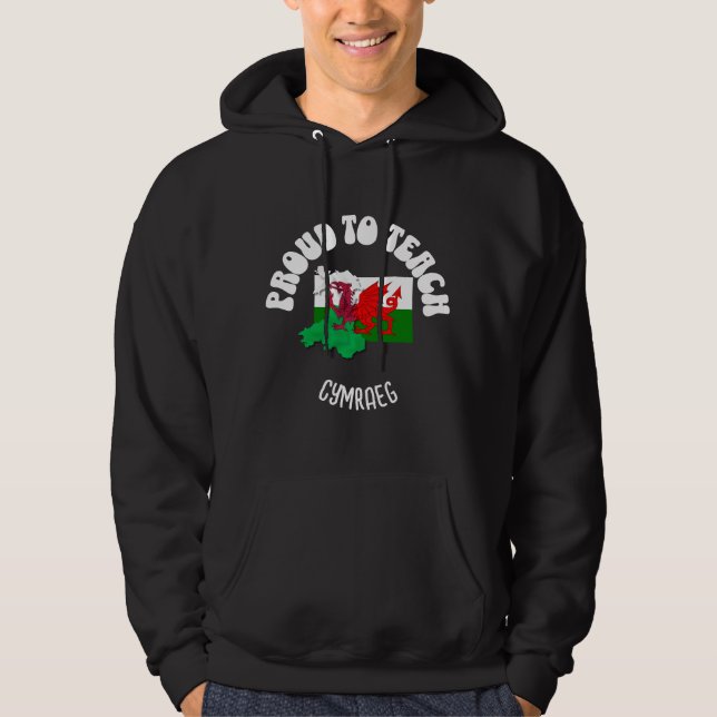 STOPPA FÖR ATT TESTA CYMRAEG Welsh Language Teache Hoodie (Framsida)