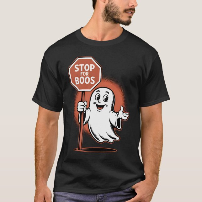 Stoppa för Boos Halloween Ghost Crossing Guard T Shirt (Framsida)