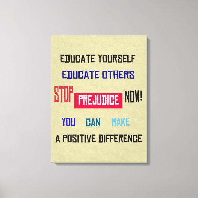 Stoppa fördomsfri påslagen arbetsyta canvastryck (Framsida)