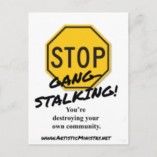 Stoppa Gang-Stalking POSTCARD Vykort