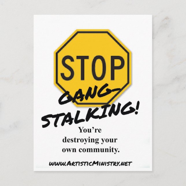 Stoppa Gang-Stalking POSTCARD Vykort (Framsida)