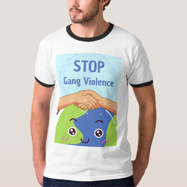 Stoppa Gang Violence Handskakning för fred T Shirt (Framsida)