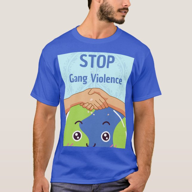 Stoppa Gang Violence Handskakning för fred T Shirt (Framsida)