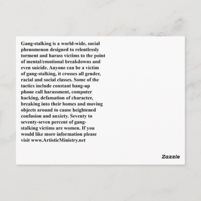 stoppa gangsters-vykort vykort (Baksida)