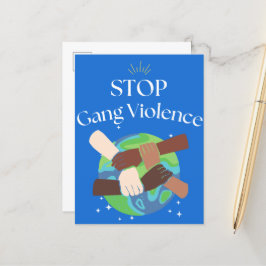 Stoppa gängvåld Sammanflätade händer Meddelande Vykort