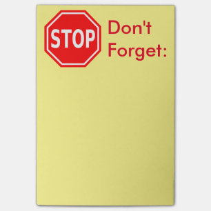 Stoppa, glöm inte att påminnelsen noterar post-it block