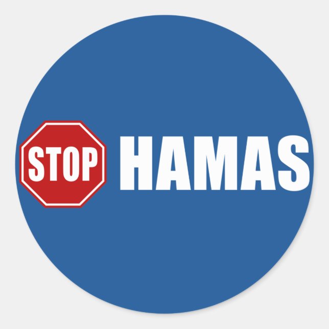 Stoppa Hamas Runt Klistermärke (Framsida)
