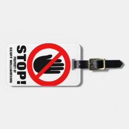 Stoppa Händerna från varningen med namnet på reset Bagagebricka