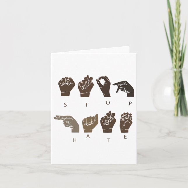 Stoppa Hate Asl Sign Language Lives Problem BL Kort (Framsida)