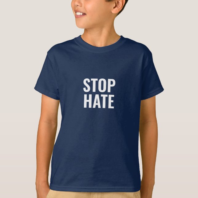 Stoppa Hate white modern typografi T Shirt (Framsida)