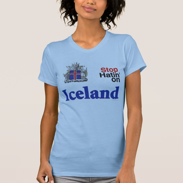 Stoppa Hatin på islandkvinna T-tröja Tee Shirt (Framsida)