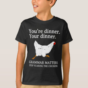 Stoppa Ing Kycklingarna Engelsk Grammatik Roligt T Shirt