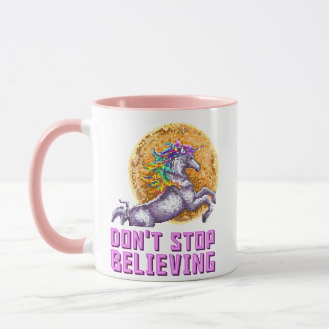Stoppa inte Believin Rainbow Unicorn Mugg (Vänster)