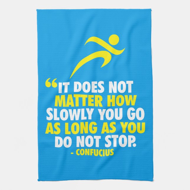 STOPPA INTE. Köra Marathon Workout Motivational Kökshandduk (Vertikal)