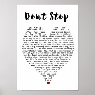 Stoppa inte väggkonst Sång Lyric Heart-utskrift