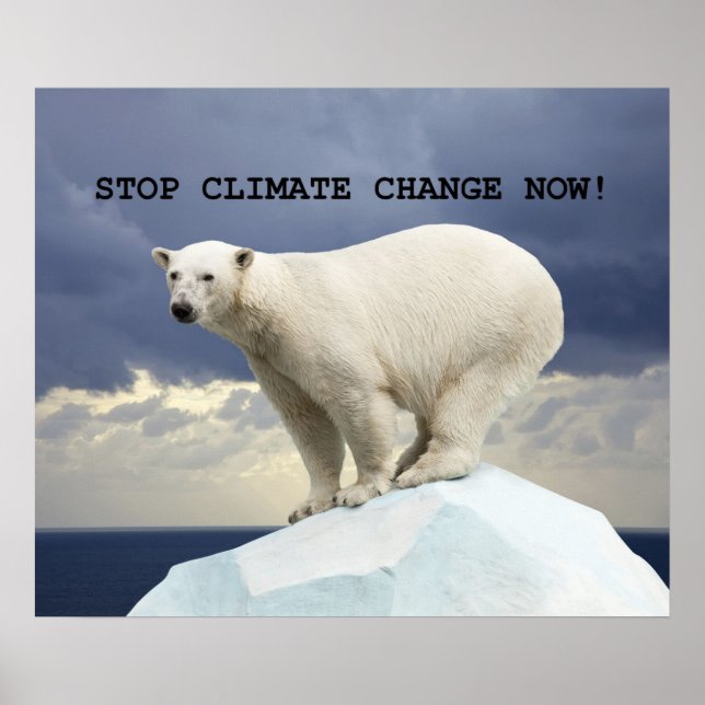 STOPPA KLIMATFÖRÄNDRINGEN NU! Polar Bear Poster (Framsidan)