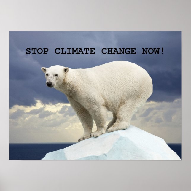 STOPPA KLIMATFÖRÄNDRINGEN NU! Polar Bear Poster (Framsidan)
