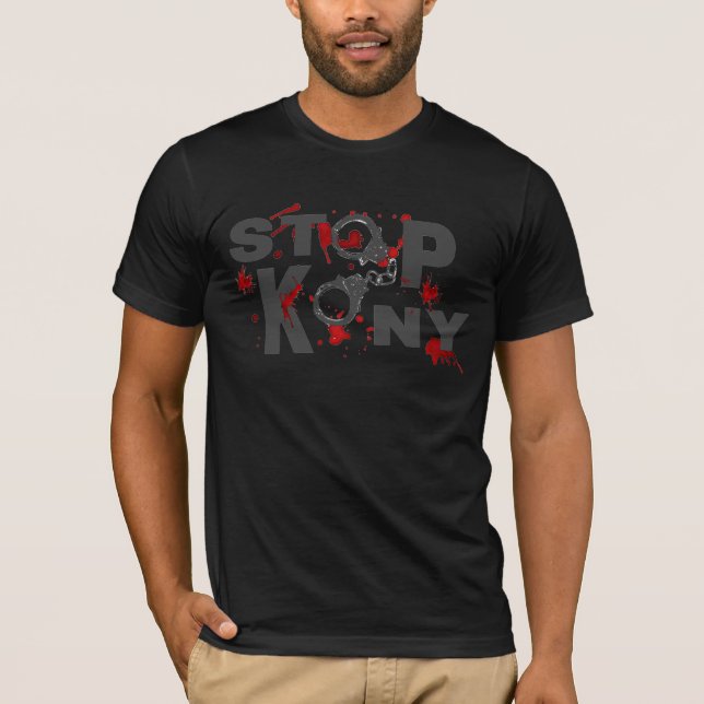 Stoppa Kony blod Splatters & handbojor T-shirt (Framsida)