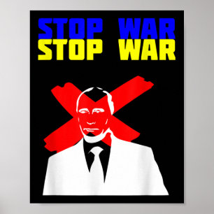 Stoppa Krig Anti Putin Ansikte Ukrainas Flagga Poster