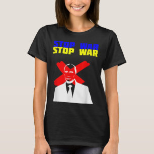 Stoppa Krig Anti Putin Ansikte Ukrainas Flagga T Shirt