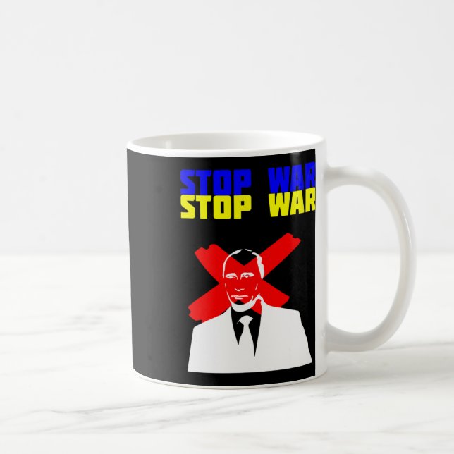 Stoppa Krig Anti Putin Ansikte Ukrainsk Flagga  Kaffemugg (Höger)