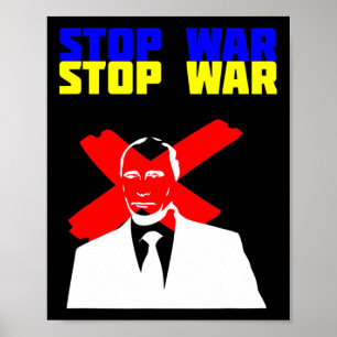 Stoppa Krig Anti Putin Ansikte Ukrainsk Flagga  Poster