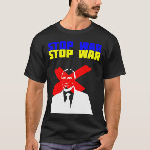 Stoppa krig Anti Putin Ansikte Ukrainsk flagga  T Shirt