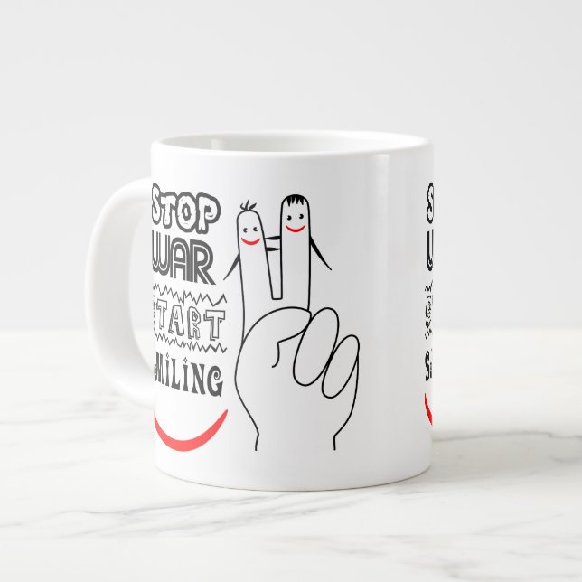 Stoppa Krig Börja Le Jumbo Mugg (Framsida vänster)