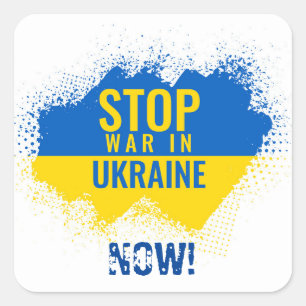 Stoppa Krig i Ukraina nu Fyrkantigt Klistermärke