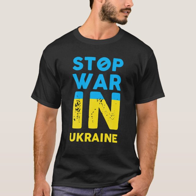 Stoppa Krig i Ukraina Stoppa ryska attacker mot Uk T Shirt (Framsida)