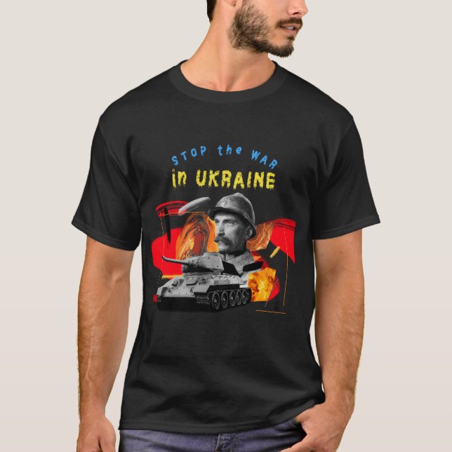 Stoppa Krig i Ukraina T-shirt | i Ställning i Ukra (Framsida)