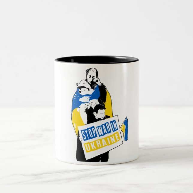 Stoppa Krig i Ukraina två-tonkaffe Mugg (Center)