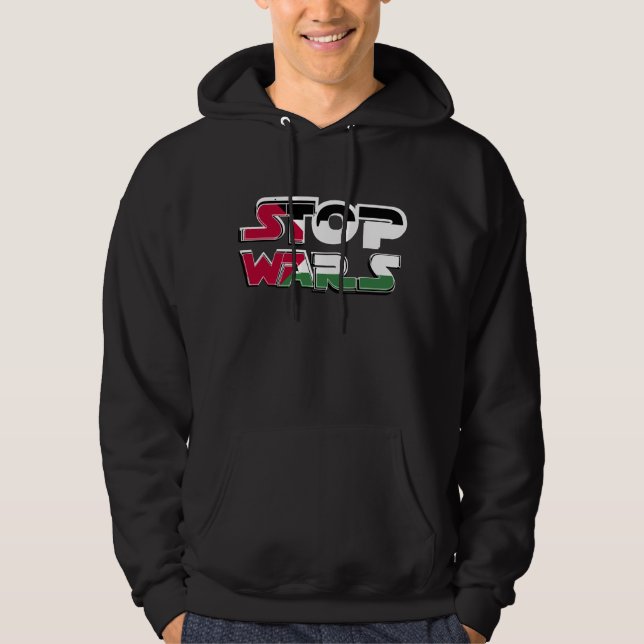 Stoppa Krig Palestina-Flagga texttypografi Hoodie (Framsida)