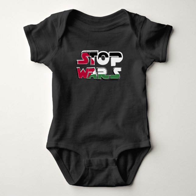Stoppa Krig Palestina-Flagga texttypografi T Shirt (Framsida)