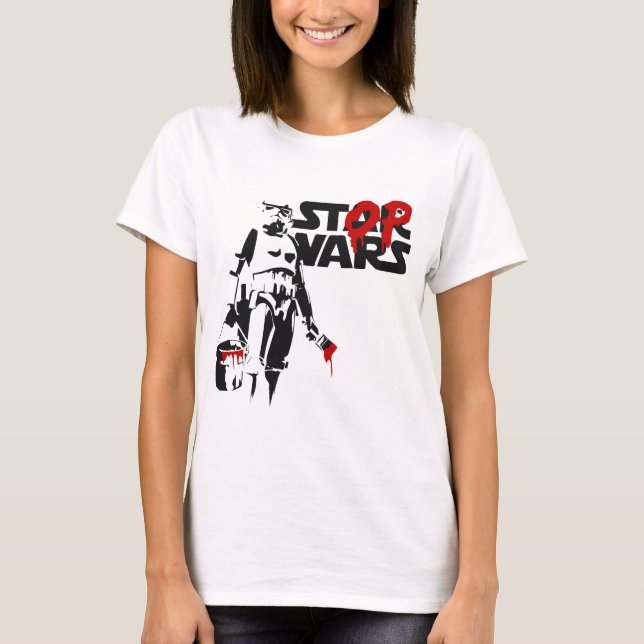Stoppa Krig Parodi Logotyp T Shirt (Framsida)