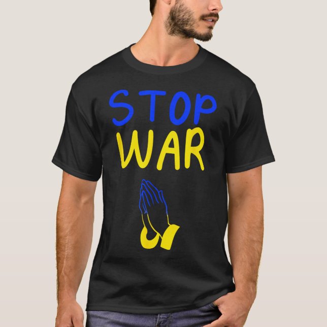 Stoppa Krig Ukraina Hjälp T Shirt (Framsida)