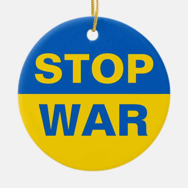 Stoppa Krig Ukraina Julgransprydnad Keramik (Framsidan)