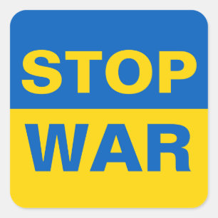 Stoppa Krig Ukraina ukrainsk Fyrkantigt Klistermärke