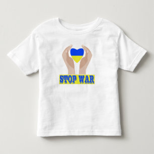 Stoppa krig Ukrainsk flagga hjärta i händer T Shirt
