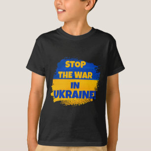 Stoppa Kriget I Ukraina - Fred I Världen - Flagga T Shirt