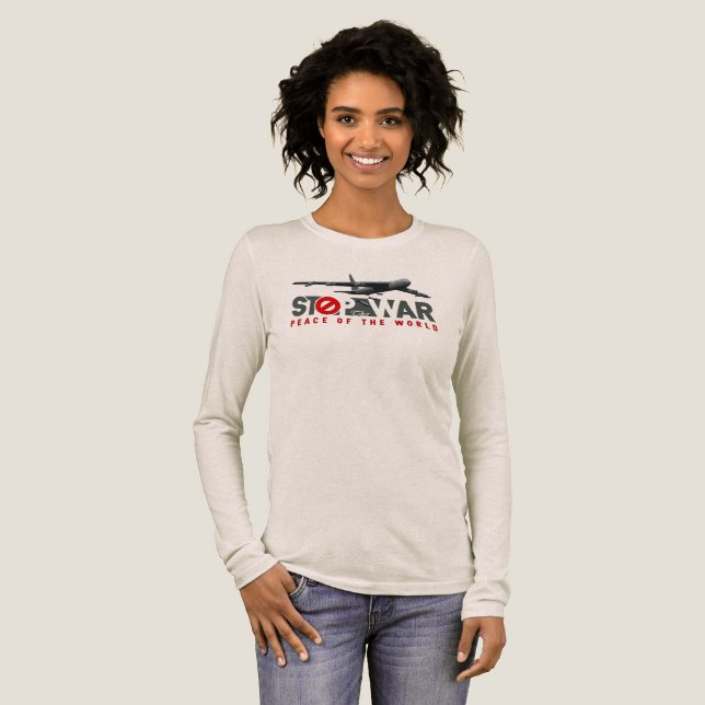 Stoppa Kriget (Ljust läge) | Dam Långärmad T Shirt (Hel framsida)