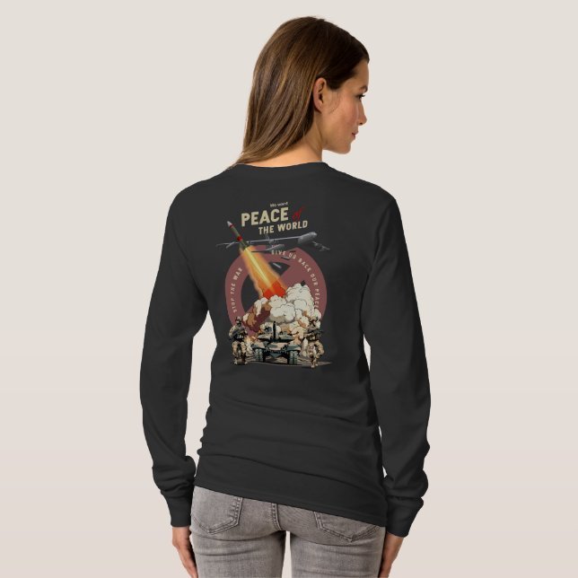 Stoppa Kriget (Ljust läge) | Dam Långärmad T Shirt (Hel baksida)