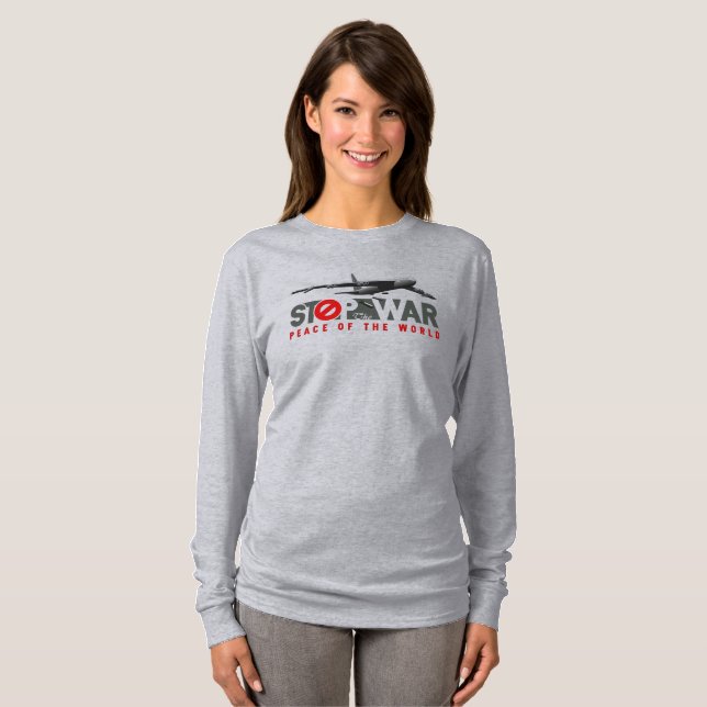 Stoppa Kriget (Ljust läge) | Dam Långärmad T Shirt (Hel framsida)