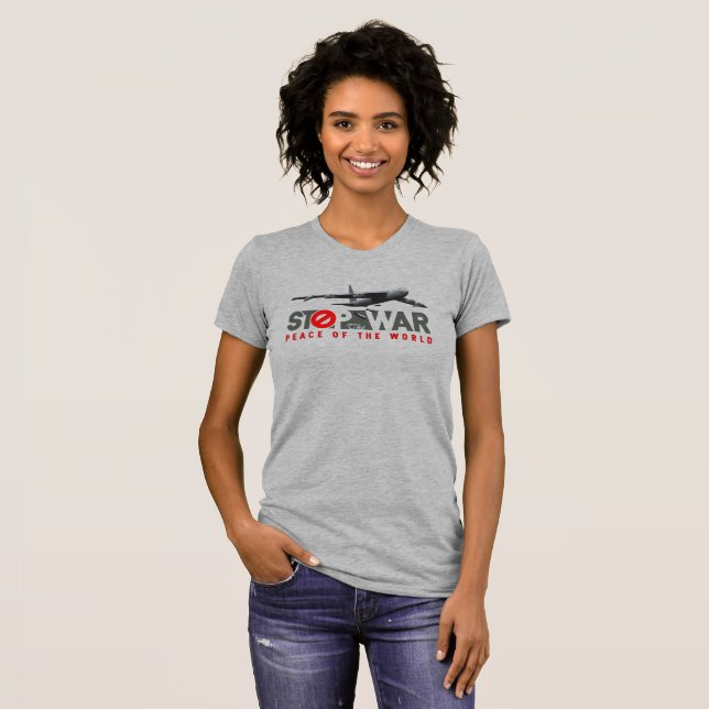 Stoppa Kriget (Ljust läge) | Kvinnor Slank passfor T Shirt (Hel framsida)