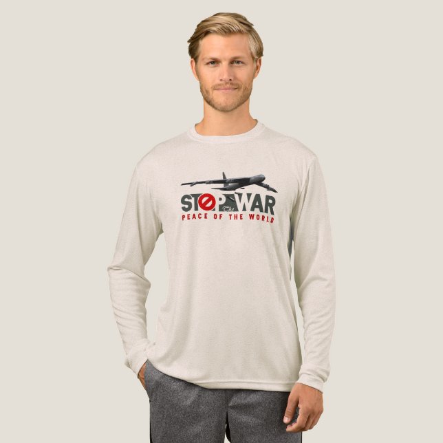 Stoppa Kriget (LT. mode) | Herr Långärmad T Shirt (Hel framsida)