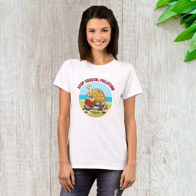 Stoppa kustföroreningen av havssköldpaddan t shirt (Skapare uppladdad)